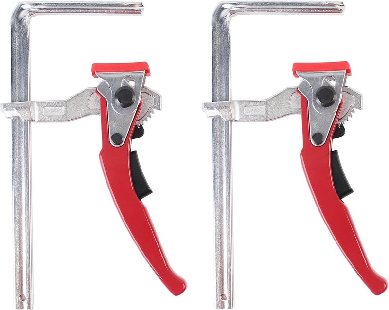 KETIPED 2 Pack Ratcheting Table Clamp, Quick Saw Track Clamps, Ratchet Guide Rail Quick Bar Clamp for MFT Table and Guide Rail System,F-Clamps with 0~6" Clamping Range,MG-040RD - Image 1